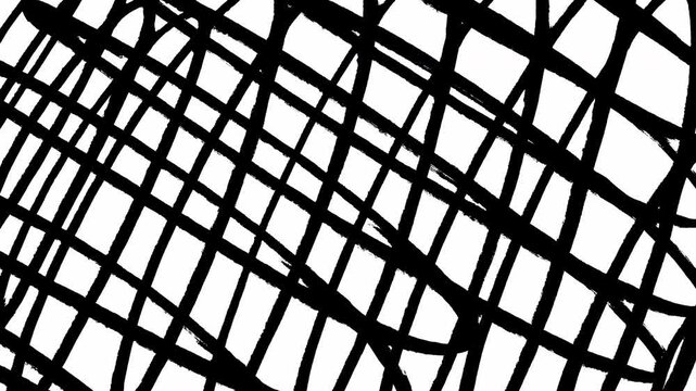 Dynamic Hand Drawn Black Ink Scribble Grid Pattern Sketchy Texture Abstract Animation Seamless Loop 4K