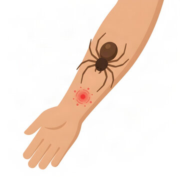 Spider Bite Medical Awareness Vector Illustration on Human Arm