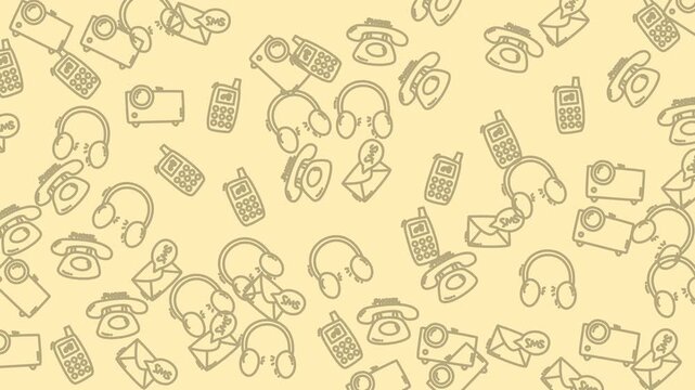 Communication technology icons with various symbols like telephones, mobile phones, email, and headsets suitable for web design projects.