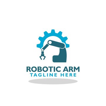 Robotic arm logo icon with shadow