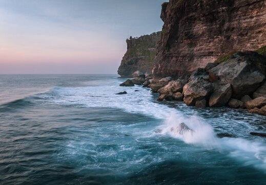 Aerial view of the natural scenery of the Karang Boma Cliff cliffs in Bali, Indonesia