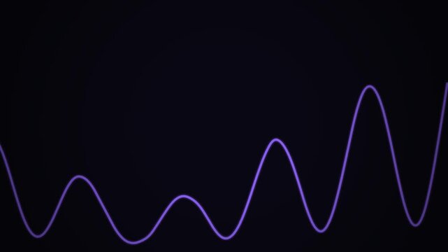 Abstract digital background featuring a glowing purple wave graph bar motion design representing financial data analysis and modern technology performance trends