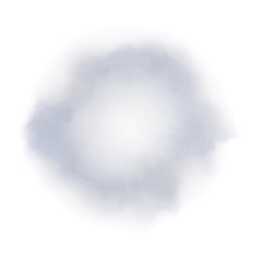 Soft white circular cloud or smoke puff effect isolated on transparent background