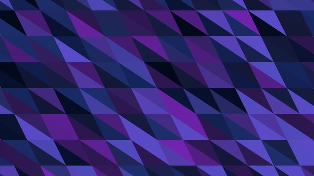 Low poly triangle surface seamless loop, faceted polygons shimmering abstract background