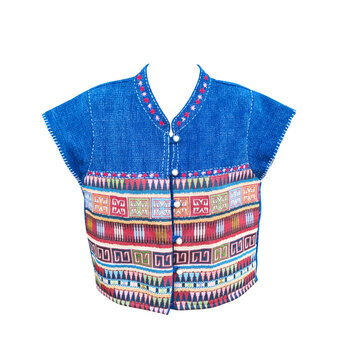 Traditional northern Thai shirt with beautiful patterns isolated on white