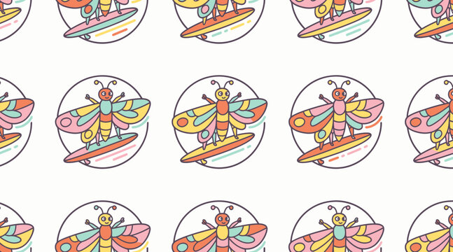 colorful insect surfboard pattern