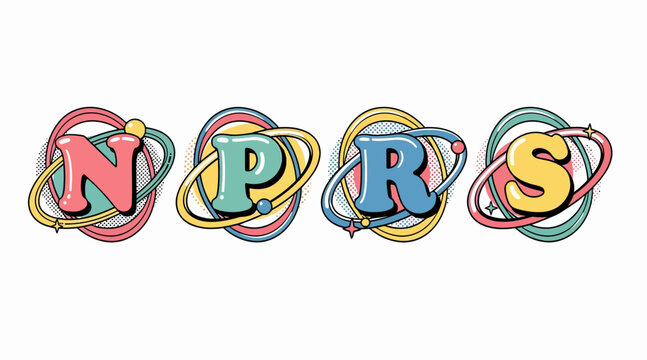colorful letters npr s in swirling orbits