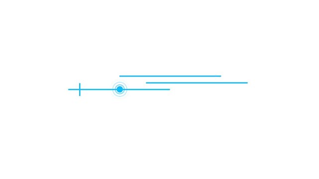 Modern minimal HUD line animation with pulse signal and blue interface elements on light background