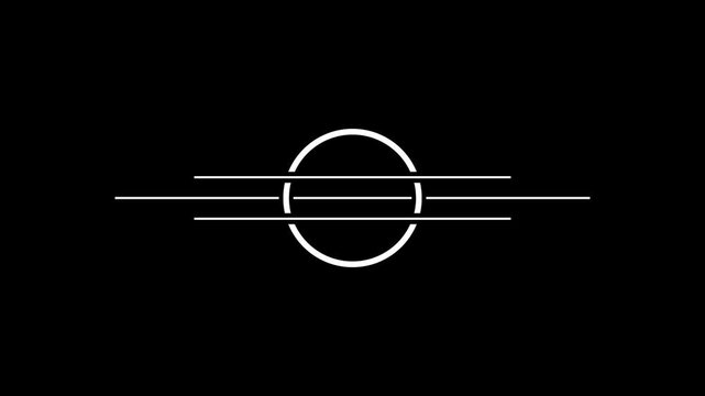 Minimal geometric circle and horizontal line animation on black background, modern abstract motion graphic
