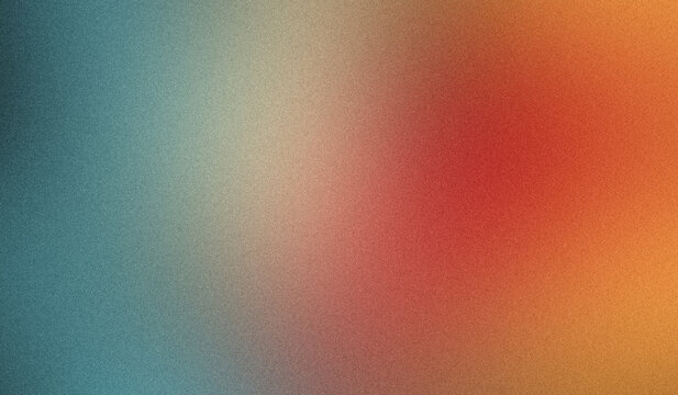 Abstract gradient texture featuring smooth transition between vibrant teal blue and warm sunset orange with a subtle grainy film overlay effect.