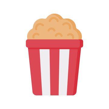 Popcorn Flat design style, classic popcorn container representing movie and carnival snacks, ideal for food graphics, festival themes, and entertainment designs.