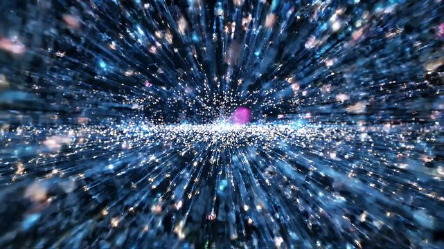 Abstract Data Network Connections Visualisation - An abstract data network visualization shows glowing blue connections and radiating lines, creating a sense of deep space or intricate digital
