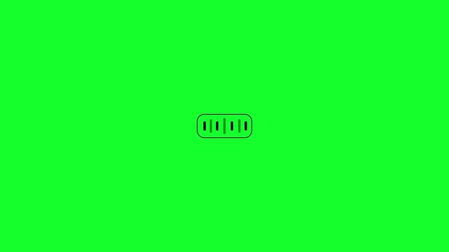Simple audio-based broadcast icon on a green background. 4K HD motion graphics.