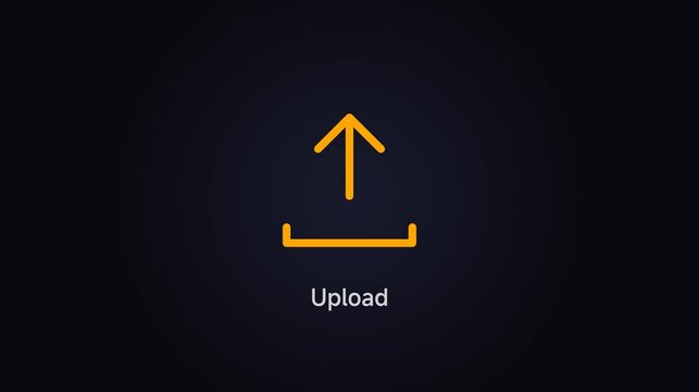 Minimalist Digital File Upload Interface Element Featuring An Orange Arrow Symbol And Text Label On A Dark Background