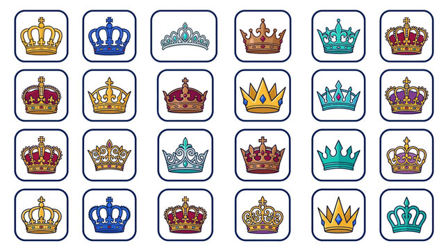 colorful crowns icons