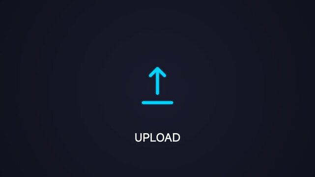Minimalist Digital Interface Button Featuring An Animated Blue Arrow Symbol For Cloud Data File Uploading Procedures