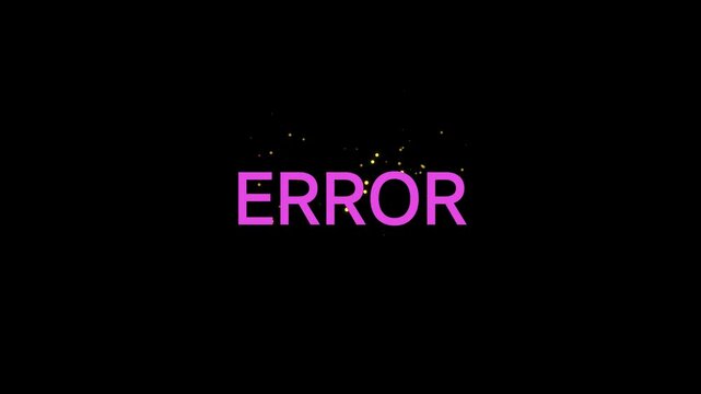 Dynamic digital glitch effect displaying a glowing pink error notification with particle disintegration on a dark background for modern user interface