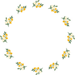 Fototapeta premium Watercolor floral wreath circle frame, transparent background cutout flower border PNG