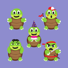 Fototapeta premium Turtle design vector. Cute Turtle various styles illustration.