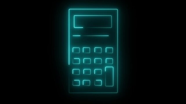 Neon glowing calculator on dark background