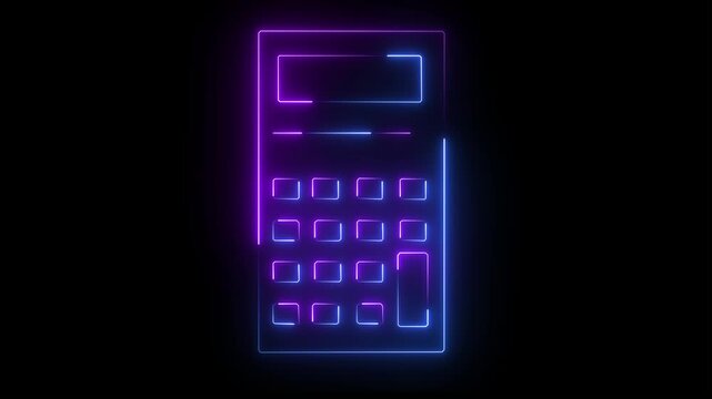 Neon glowing calculator on dark background
