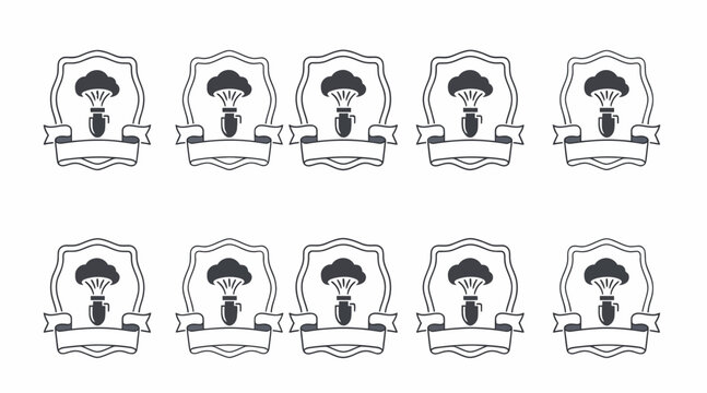 Retro Broccoli Emblems Set Icons