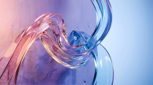 Abstract liquid water waves with soft pink and blue gradient lighting