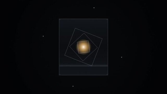 Abstract geometric composition with glowing central diamond and rotating squares