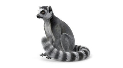 Obraz premium Sitting ring-tailed lemur isolated on white