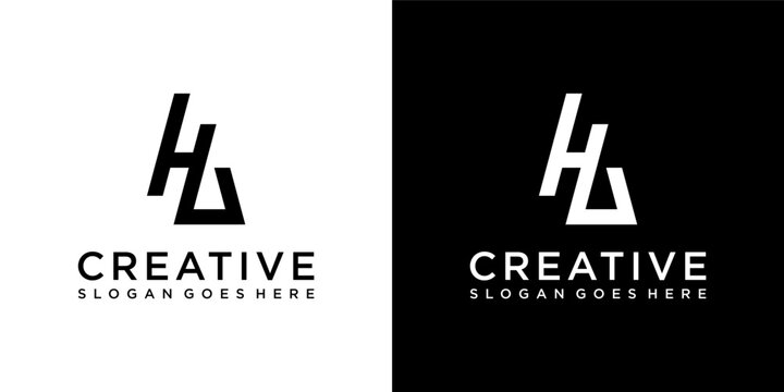 HA or AH initial letter logo design vector template

