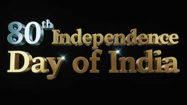 80th Independence Day India Silver Gold Glowing Celebration Video Background
