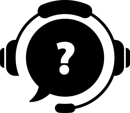Customer Support Headset with Question Mark Help Center Icon PNG Transparent Background