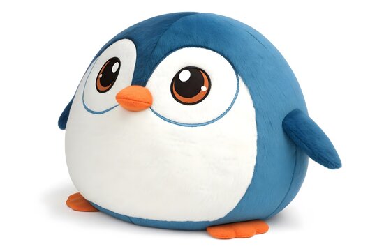 Cute cartoon penguin with big eyes looking happy