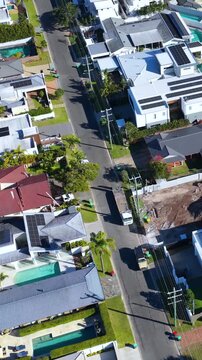 Aerial View of Luxury Waterfront Houses in Broadbeach Waters