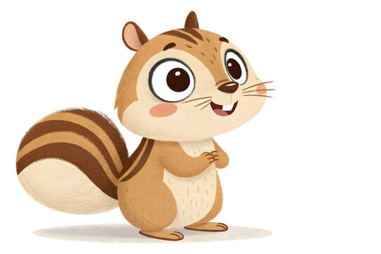 Cute cartoon chipmunk standing with happy expression
