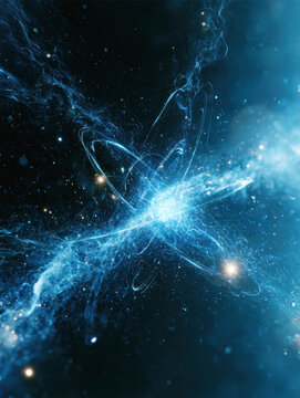 Abstract Quantum Atom Energy Field Background &ndash; AI Generative