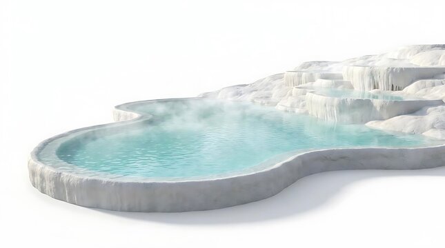 White travertine pools with turquoise thermal mineral water.