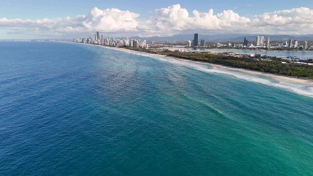 Aerial View of Surfers Paradise Skyline and Gold Coast Coastline