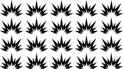 Black and white vector pattern of stylized explosion star shapes. © Ternak