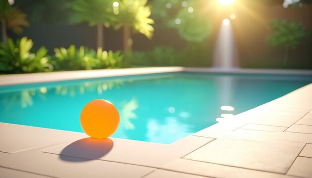 Sunny luxury swimming pool background