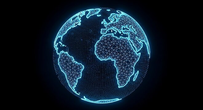 Digital Blue Earth Globe Network on Black technology