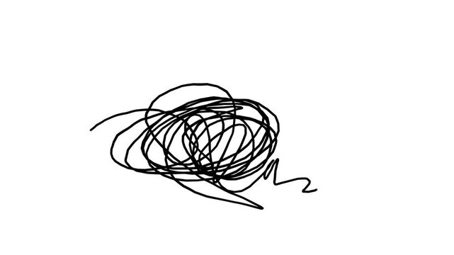 Scribble Motion Graphic Hand Drawn Line Tangle for Confusion Concept 4k video