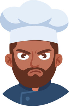 Angry Chef Character Serious Face Cartoon