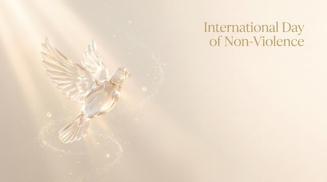 Ethereal Golden Dove Poster for International Day of Non-Violence and Global Solidarity