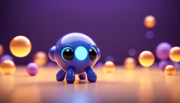 Little blue alien with glasses