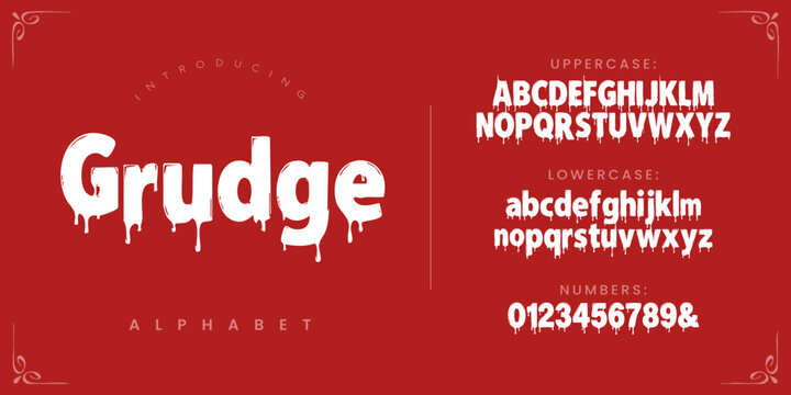 Grudge creepy melting slime horror font for halloween party invitations and spooky event flyers