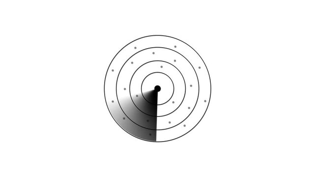 Digital rader searching system animation, rader Hud technology signal waves animated, on white background.
