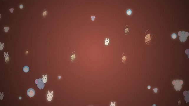 Animated Background With Cute Floating Animal Characters And Icons