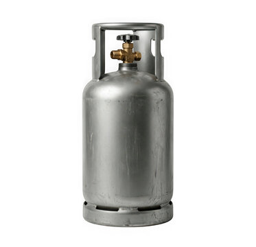 Industrial metal gas cylinder isolated on transparent background