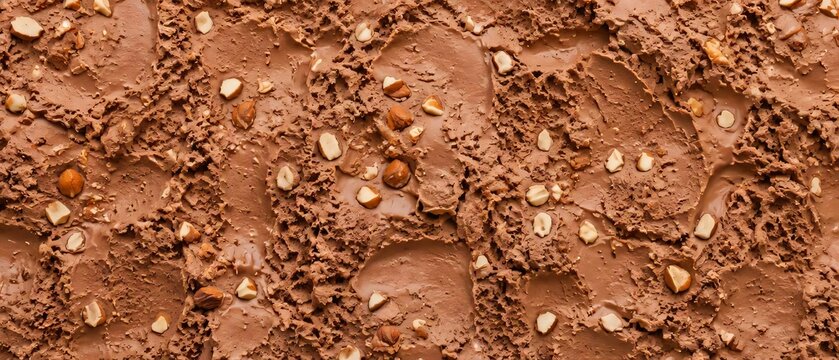 Chocolate nut ice cream texture background